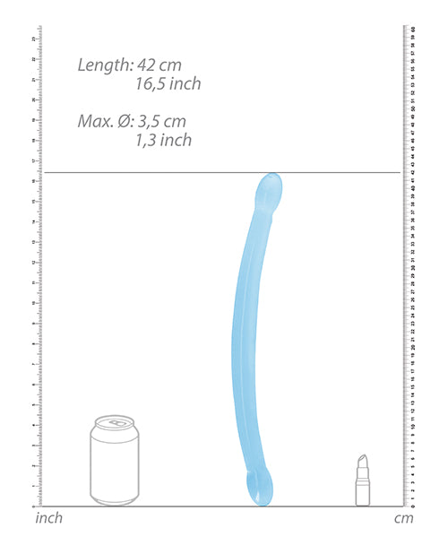 Shots RealRock Crystal Clear 17" Double Dildo - Blue - Empower Pleasure