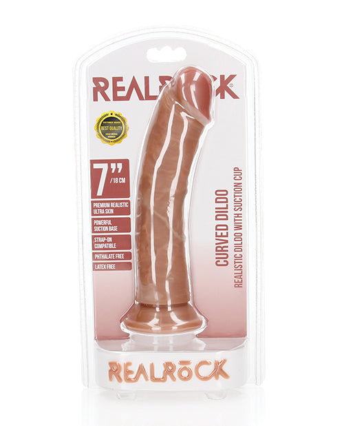 Shots RealRock Realistic 7" Curved Dildo - Tan - Empower Pleasure