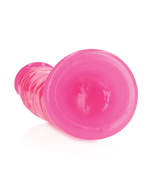 Shots RealRock 6" Slim Dildo Glow in the Dark - Neon Pink - Empower Pleasure