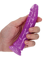 Shots RealRock 6" Slim Dildo Glow in the Dark - Neon Purple - Empower Pleasure