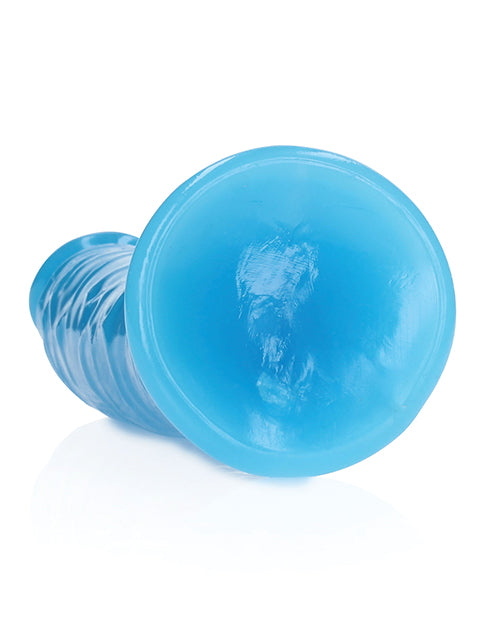 Shots RealRock 7" Slim Dildo Glow in the Dark - Neon Blue - Empower Pleasure