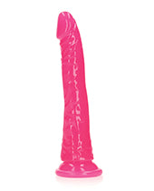 Shots RealRock 7" Slim Dildo Glow in the Dark - Neon Pink - Empower Pleasure