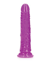 Shots RealRock 7" Slim Dildo Glow in the Dark - Neon Purple - Empower Pleasure
