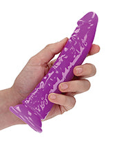 Shots RealRock 7" Slim Dildo Glow in the Dark - Neon Purple - Empower Pleasure