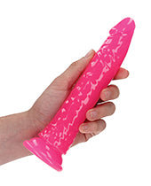 Shots RealRock 8" Slim Dildo Glow in the Dark - Neon Pink - Empower Pleasure