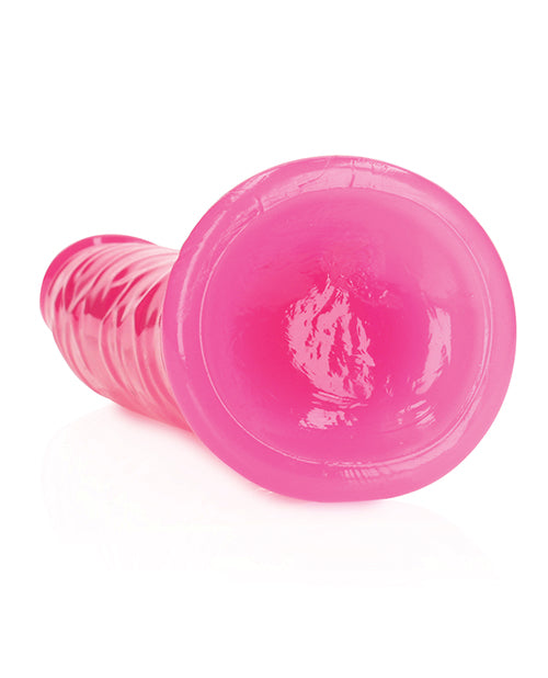 Shots RealRock 9" Slim Dildo Glow in the Dark - Neon Pink - Empower Pleasure