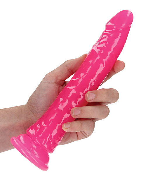 Shots RealRock 9" Slim Dildo Glow in the Dark - Neon Pink - Empower Pleasure