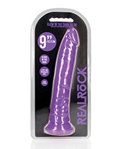 Shots RealRock 9" Slim Dildo Glow in the Dark - Neon Purple - Empower Pleasure