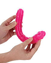 Shots RealRock 12" Double Dong Glow in the Dark - Neon Pink - Empower Pleasure