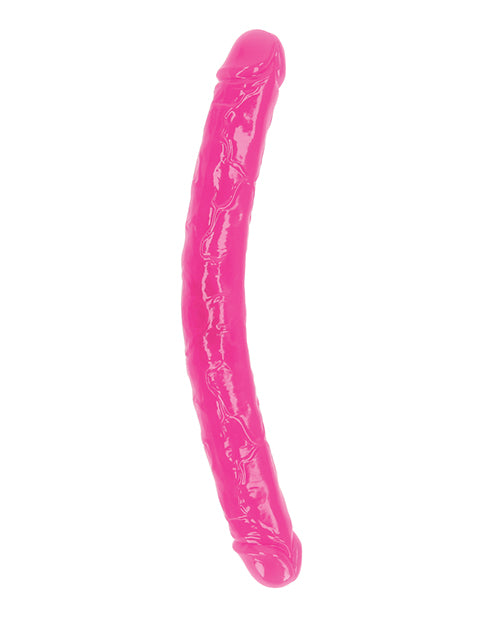 Shots RealRock 15" Double Dong Glow in the Dark - Neon Pink - Empower Pleasure