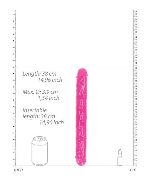 Shots RealRock 15" Double Dong Glow in the Dark - Neon Pink - Empower Pleasure