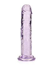 Shots RealRock Crystal Clear 6" Straight Dildo w/Suction Cup - Purple - Empower Pleasure