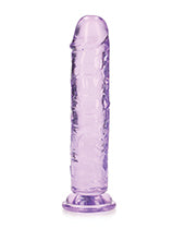 Shots RealRock Crystal Clear 7" Straight Dildo w/Suction Cup - Purple - Empower Pleasure
