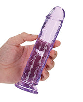 Shots RealRock Crystal Clear 7" Straight Dildo w/Suction Cup - Purple - Empower Pleasure