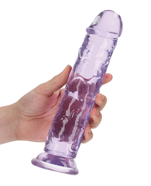 Shots RealRock Crystal Clear 9" Straight Dildo w/Suction Cup - Purple - Empower Pleasure