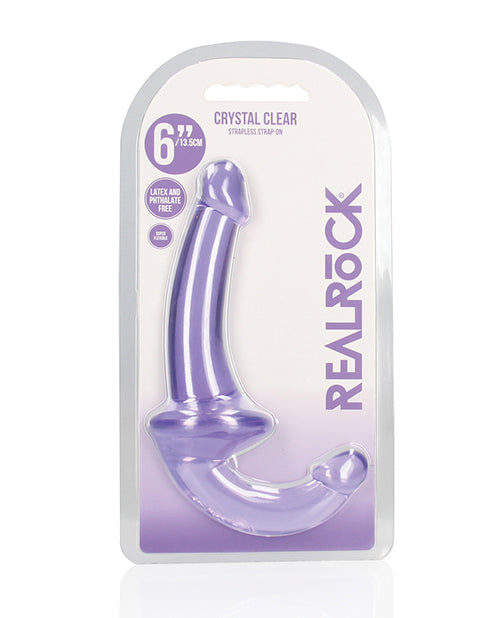 Shots RealRock Crystal Clear 6" Strapless Strap-On - Purple - Empower Pleasure