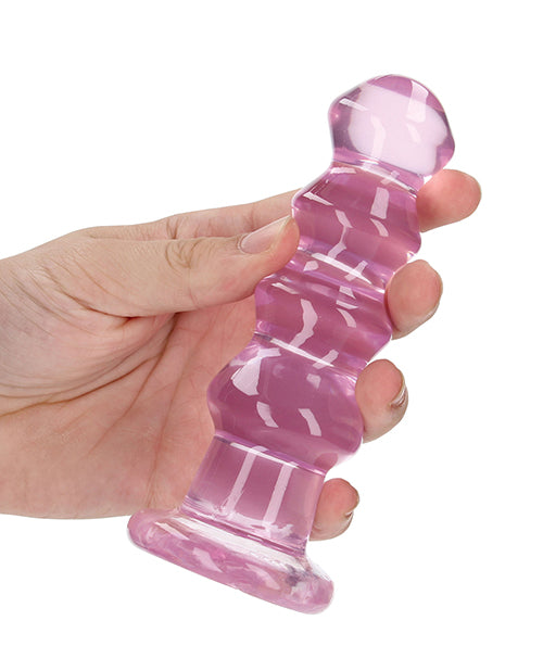 Shots RealRock Crystal Clear 5.5" Curvy Dildo/Butt Plug - Pink - Empower Pleasure