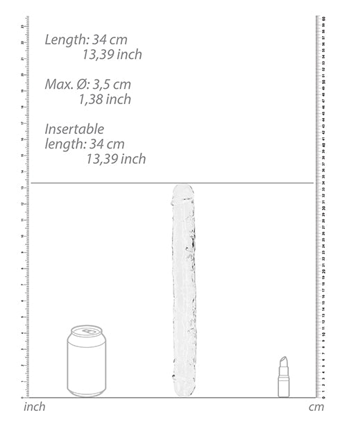 Shots RealRock Crystal Clear 13" Double Dildo - Transparent - Empower Pleasure