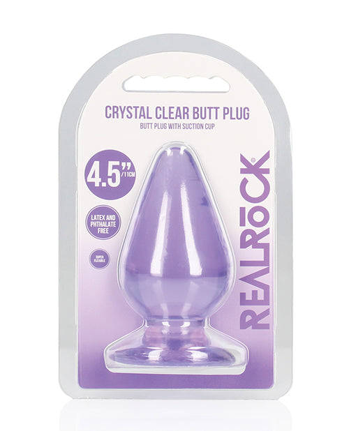 Shots RealRock Crystal Clear 4.5" Anal Plug - Purple - Empower Pleasure