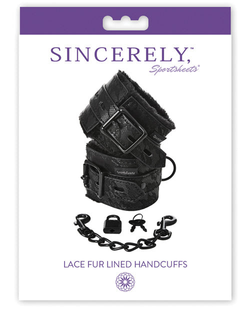Sincerely Lace Fur Lined Handcuffs - Empower Pleasure