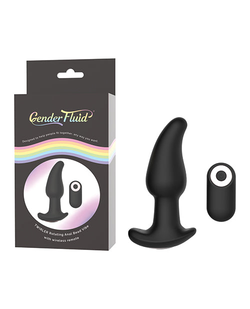 Gender Fluid Twirler Anal Vibe w/Remote - Black - Empower Pleasure
