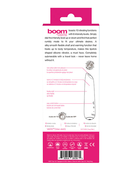 VeDO Boom Rechargeable Ultra Powerful Vibe - Pink - Empower Pleasure