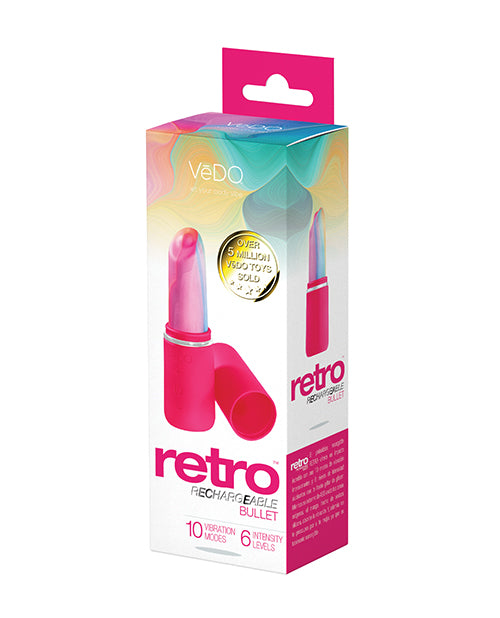VeDO Retro Rechargeable Bullet Lip Stick Vibe - Pink - Empower Pleasure