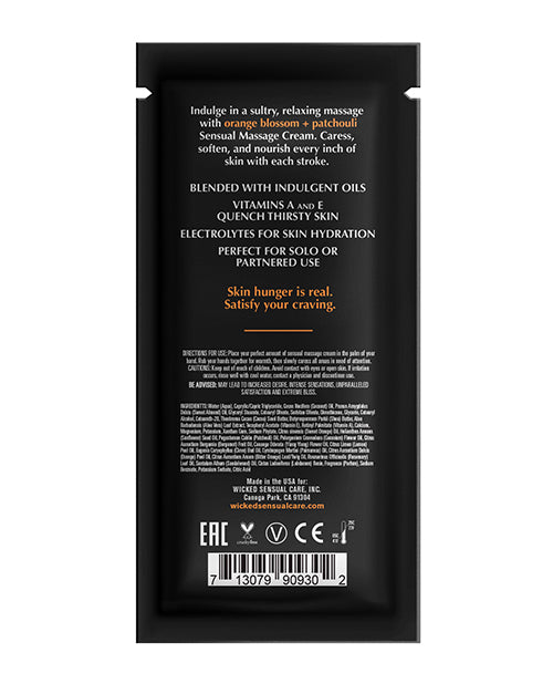 Wicked Sensual Care Orange Blossom & Patchouli Massage Cream - .34 oz - Empower Pleasure