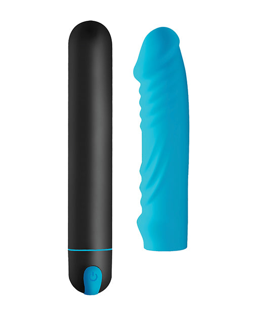 Bang! XL Bullet & Ribbed Silicone Sleeve - Blue - Empower Pleasure