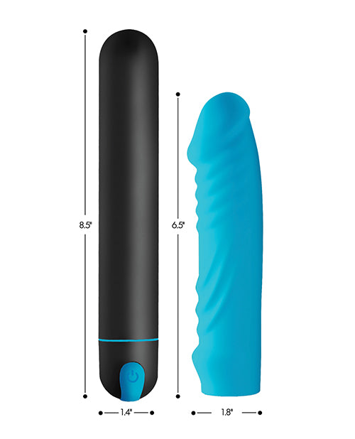 Bang! XL Bullet & Ribbed Silicone Sleeve - Blue - Empower Pleasure