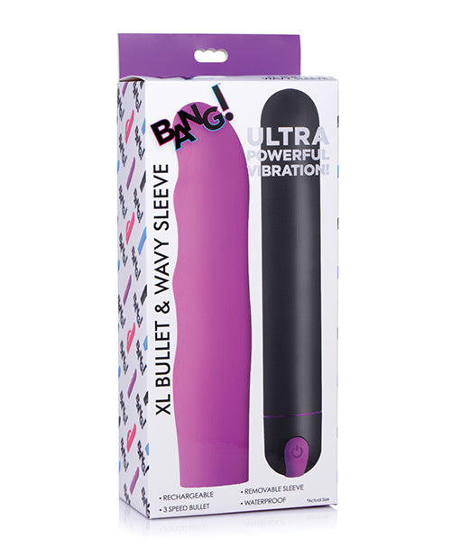 Bang! XL Bullet & Wavy Silicone Sleeve - Purple - Empower Pleasure