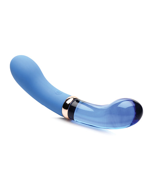 Prisms Vibra-Glass 10x Dual Ended G Spot Silicone/Glass Vibrator - Bleu - Empower Pleasure