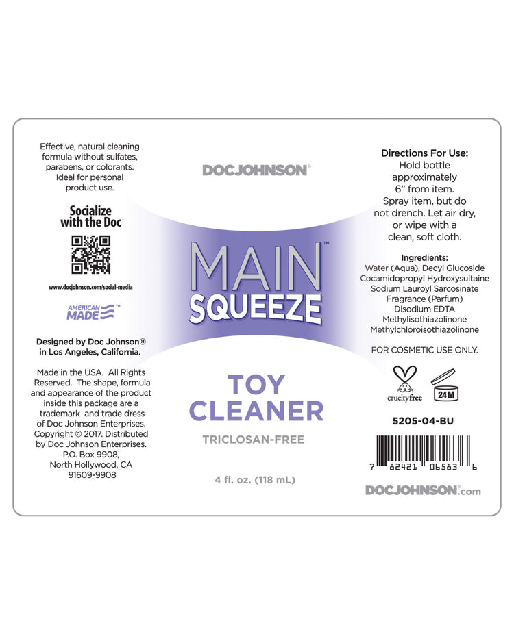 Main Squeeze Toy Cleaner - 4 oz - Empower Pleasure