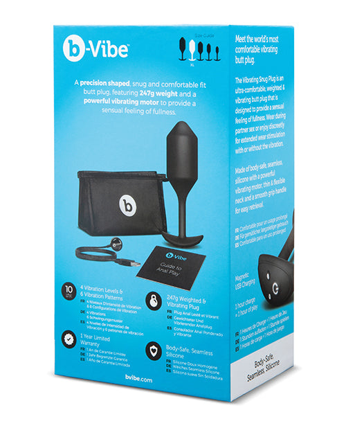 b-Vibe Vibrating Weighted Snug Plug XL - 247 g Black - Empower Pleasure
