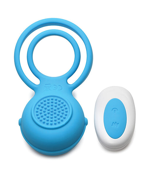 Curve Toys Gossip Love Loops 10X Silicone Cock Ring w/Remote - Azure - Empower Pleasure