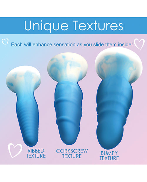 Curve Toys Simply Sweet Silicone Butt Plug Set - Blue - Empower Pleasure