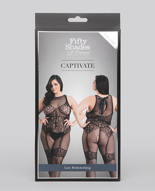 Fifty Shades of Grey Captivate Lacy Body Stocking Black O/S Curve - Empower Pleasure