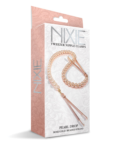 Nixie Pearl Drop Tweezer Nipple Clamps - Rose Gold - Empower Pleasure