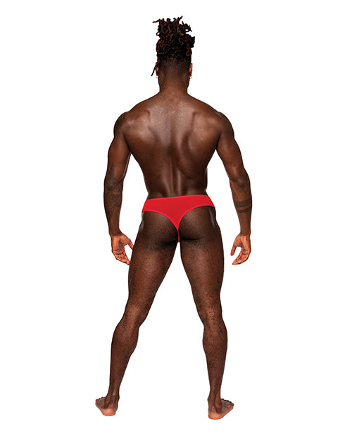 Sassy Lace Open Ring Thong Red L/XL - Empower Pleasure