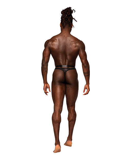 Rude Awakening Mesh Strap Thong Black L/XL - Empower Pleasure