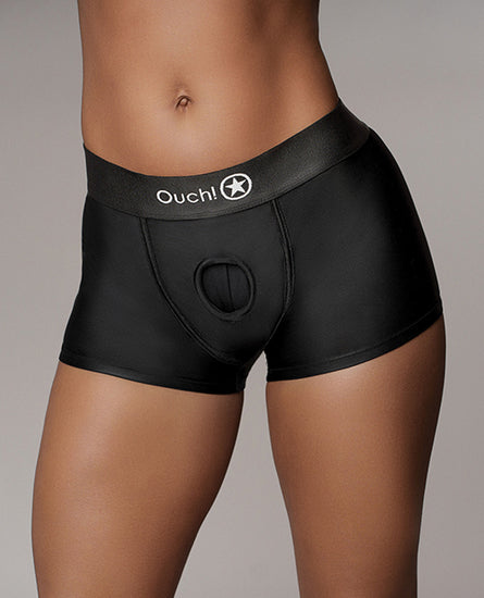 Shots Ouch Vibrating Strap On Boxer - Black M/L - Empower Pleasure