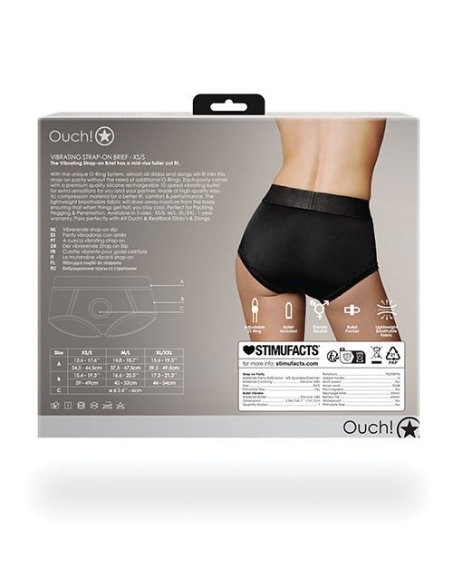 Shots Ouch Vibrating Strap On Brief - Black XS/S - Empower Pleasure