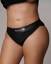 Shots Ouch Vibrating Strap On Hipster - Black XL/XXL - Empower Pleasure