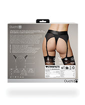 Shots Ouch Vibrating Strap On Thong w/Adjustable Garters - Black XS/S - Empower Pleasure
