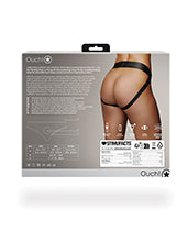 Shots Ouch Vibrating Strap On Thong w/Removable Rear Straps - Black M/L - Empower Pleasure