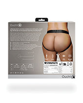 Shots Ouch Vibrating Strap On Panty Harness w/Open Back - Black XL/XXL - Empower Pleasure