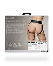 Shots Ouch Vibrating Strap On Panty Harness w/Open Back - Black XS/S