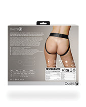 Shots Ouch Vibrating Strap On Panty Harness w/Open Back - Black XS/S - Empower Pleasure