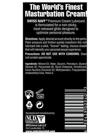 Swiss Navy Premium Masturbation Cream - 5 oz Tube - Empower Pleasure