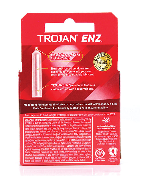 Trojan Enz Non-Lubricated - Box of 3 - Empower Pleasure